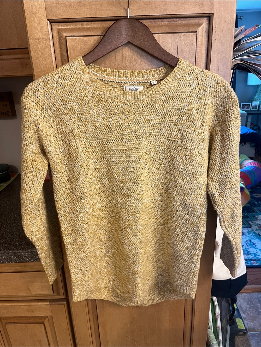 Fat Face Mustard Textured Knit Sweater
